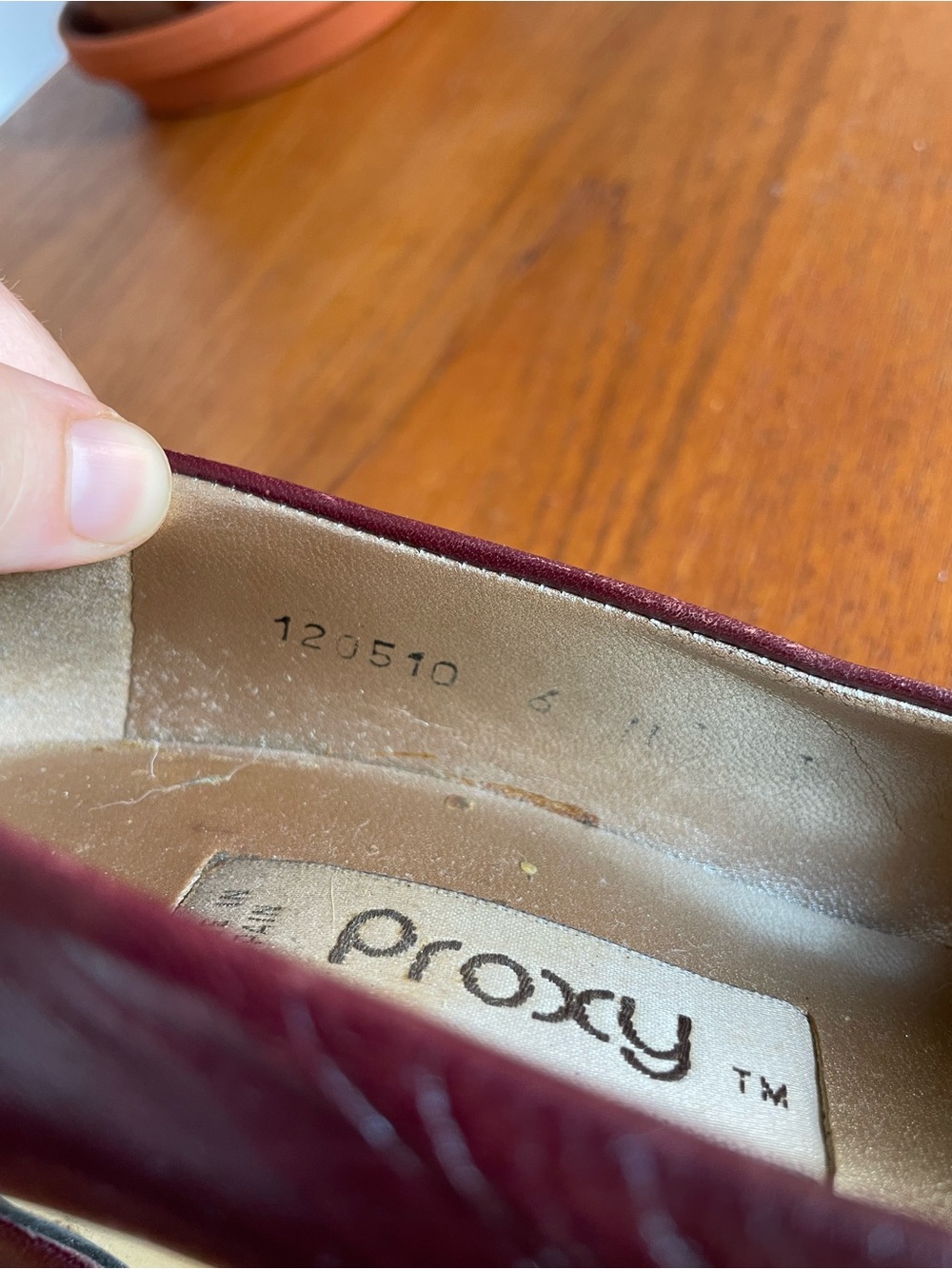 Burgundy Leather Block Heel Pumps - Picture 6 of 9